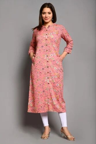 Rayon Floral Printed Kurti, Size : S To XXL