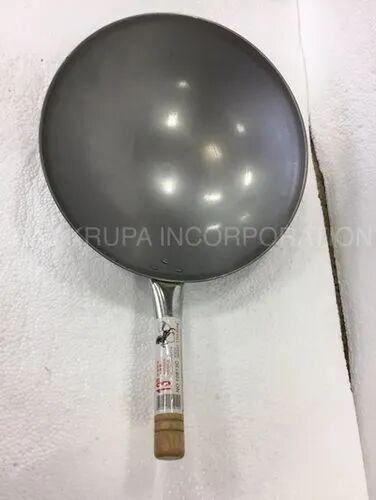 Silver Stainless Steel Chinese Wok, For Kitchen