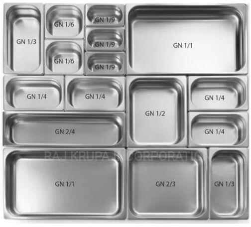 Silver Square Stainless Steel Gastronorm Pan