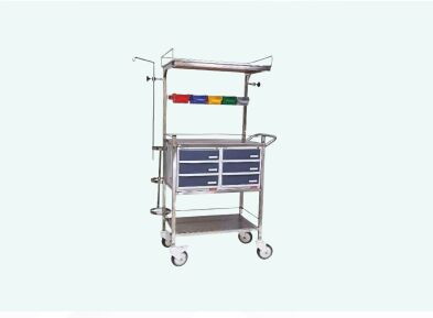 Stainless Steel Crash Cart-cum-emergency Medicine Trolley, Feature : Two With Brakes.