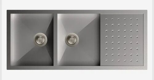 Rectangular Stainless Steel Double Bowl Sink, Color : Grey