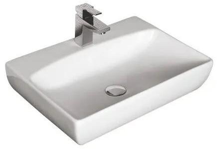 Varmora Plain Ceramic table top wash basin, Shape : Rectangular