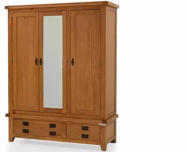 Oak Wood 3 Door Wardrobe, Color : Natural