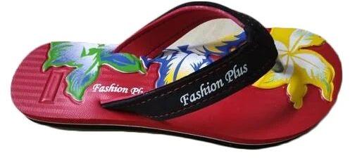 Fashion Plus Printed PU Ladies Flip Flop Slipper, Size : 5 To 8