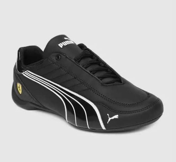 Mens Black Synthetic Leather Sports Shoes, Size : 5-10 Inch