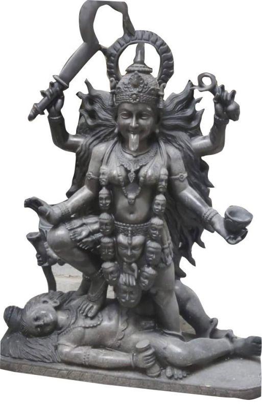 Black Marble Kali Mata Statue, for Worship, Packaging Type : Thermocol Box