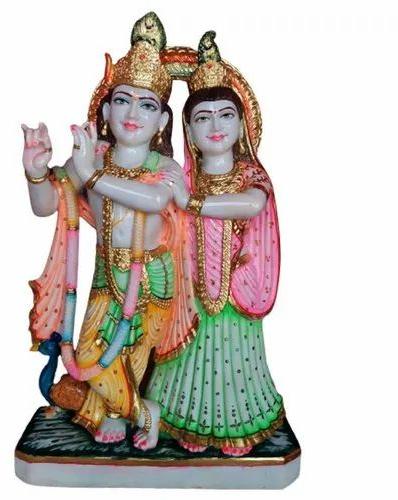 Designer Marble Radha Krishna Statue, Packaging Type : Thermocol Box