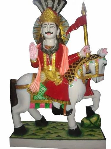 Multicolor Marble Goga Ji Maharaj Statue, for Worship, Packaging Type : Thermocol Box