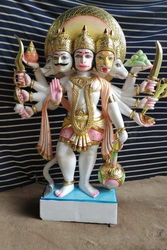 Multicolor Marble Panchmukhi Hanuman Ji Statue, for Worship, Size : 30 Inch