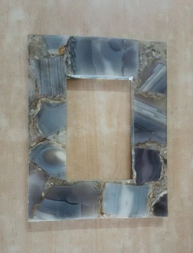 Rectangular Grey Agate Stone Photo Frame, for Wedding Gallery, Home Purpose, Shopping Malls