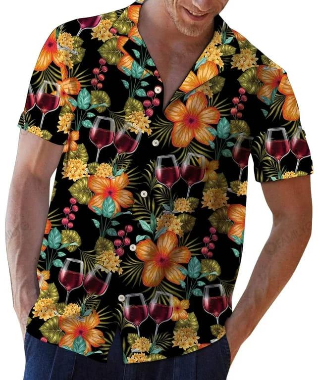 Printed Polyester men hawaiian beach shirt, Size : XXL, XL