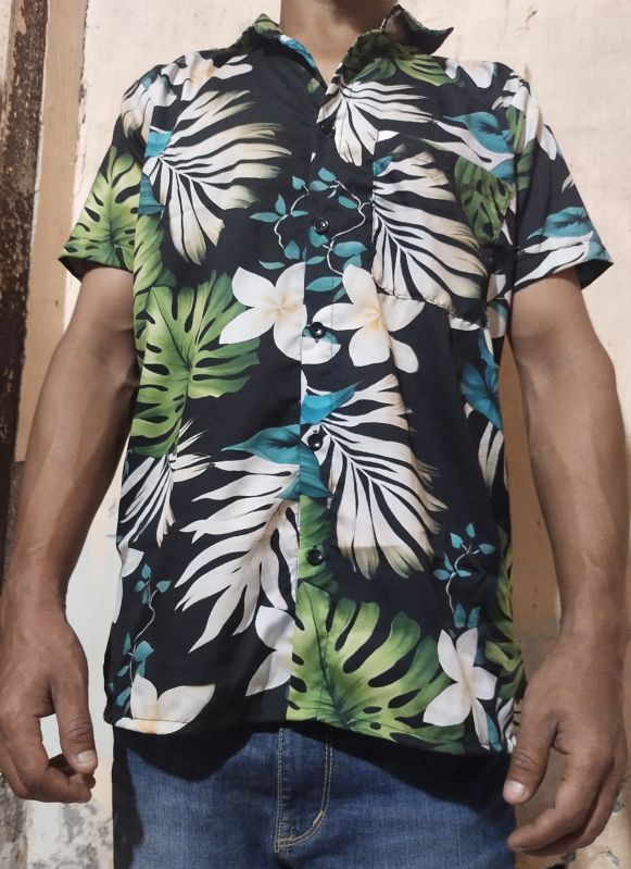 Printed Polyester men hawaiian beach shirt, Size : XL, XXL, XXXL