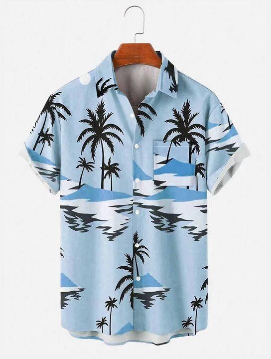 Half Sleeves Printed Polyester Men Hawaiian shirt