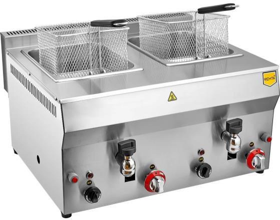 Rectangular Double Tank Gas Deep Fryer, Color : Silver