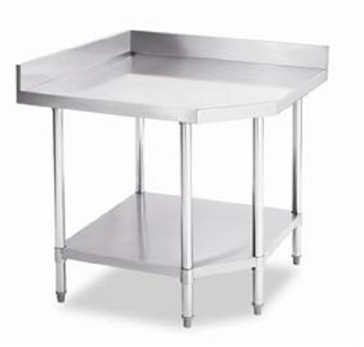 Silver Polished Stainless Steel Corner Table, for Commercial Kitchen