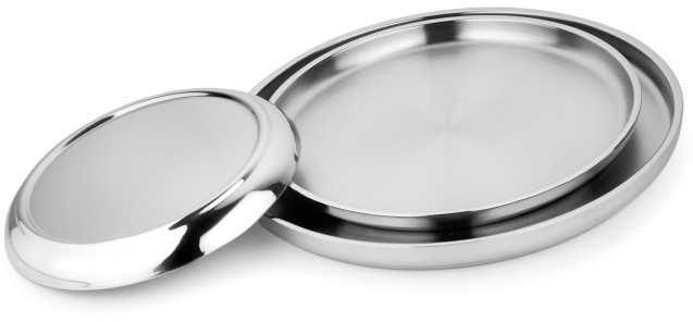 Silver Round Bold Lamina Stainless Steel Plates, for Serving Food, Size : 8'' 10'' 12''