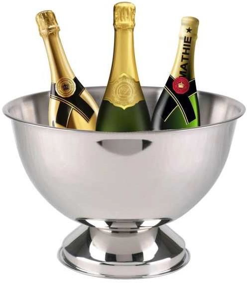 Silver Round Plain Stainless Steel Champagne Bucket, for Cooling, Size : 40x20 cm