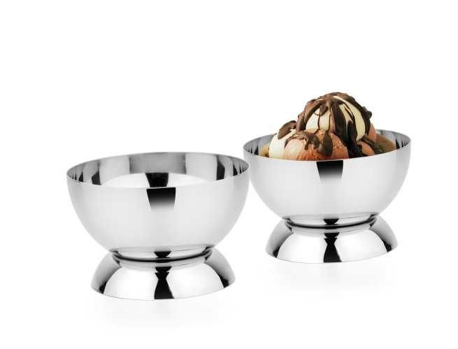 Silver Round Plain Polished Stainless Steel Dessert Cup, Size : 9.5x6 cm
