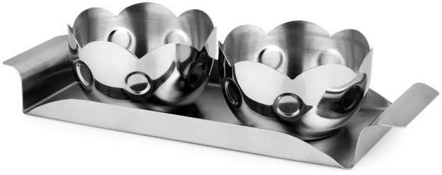 Round Stainless Steel Munching Bowl with Tray, for Homes, Hotels, Restaurants, Color : Silver