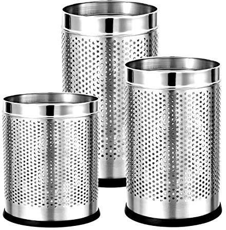 Silver Round Plain Stainless Steel Perforated Dustbin, for Waist Storage, Capacity : 10-20ltr