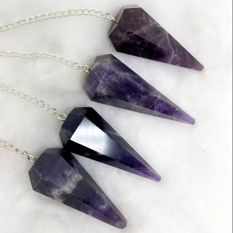 Purple Gemstone Amethyst Crystal Pendulum, For Decoration Healing, Size/dimension : Customised