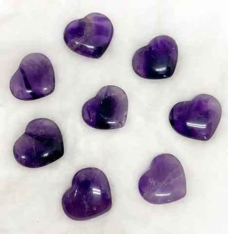 Purple Polished Gemstone Amethyst Heart Stone, For Decoration Healing, Size : Free