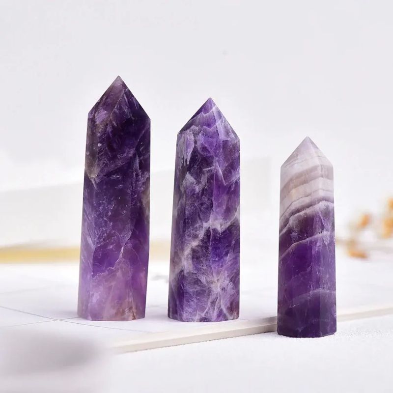 Purple Pencil Amethyst Tower Point, for Decoration Healing