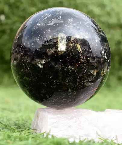 Black Tourmaline Crystal Sphere Ball, for Decoration Healing, Style : Feng Shui