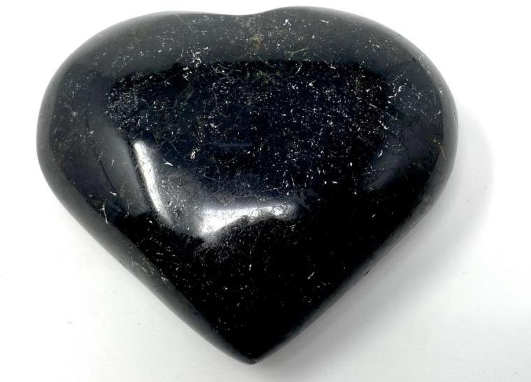 Polished Gemstone Black Tourmaline Heart Stone, for Decoration Healing, Gemstone Size : Customised