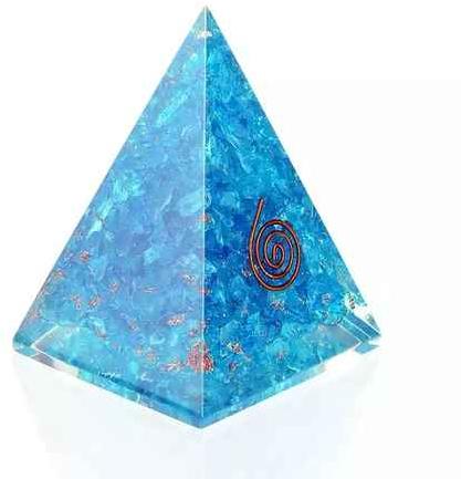 Polished Gemstone Blue Aquamarine Stone Pyramid, for Decoration Healing, Size : Customized