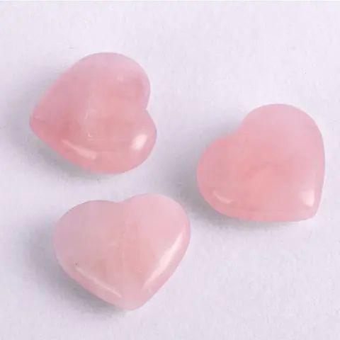 Pink Polished Rose Quartz Heart Stone, for Decoration Healing, Size : Customized