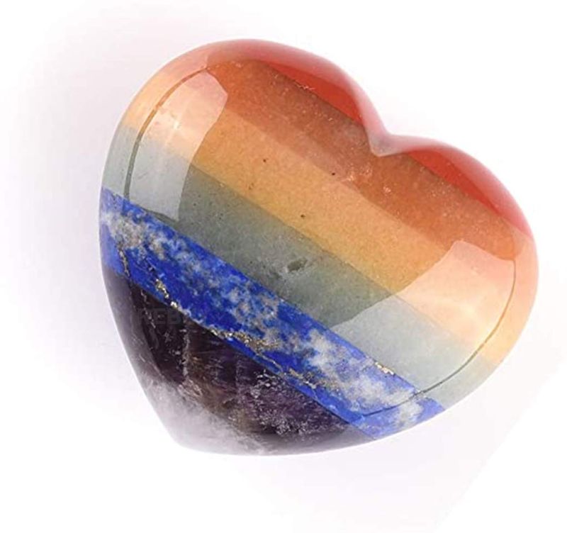 Multicolour Gemstone Seven Chakra Heart Stone, for Decoration Healing