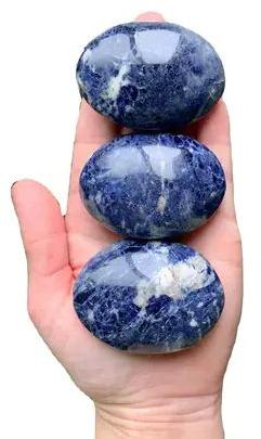 Blue Polished Sodalite Palm Stone, for Decoration Healing, Size : Customized