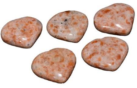 Polished Gemstone Sunstone Heart Stone, for Decoration Healing, Size : Customized