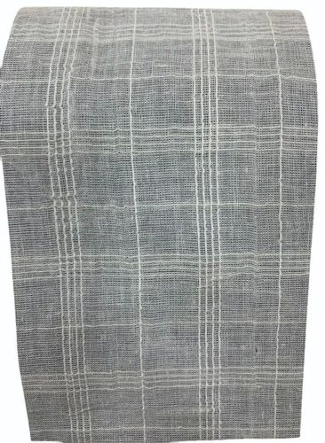 Grey Checks Cotton Dobby Suiting Fabric