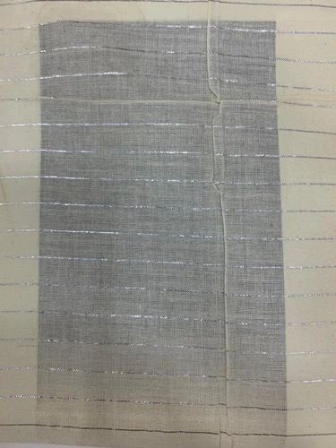 Grey Striped Cotton Lurex Fabric