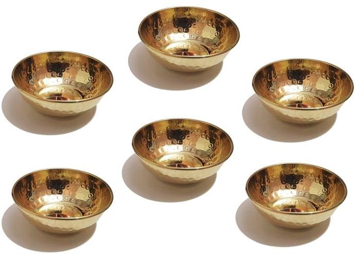 Golden Round Hamerred Brass Bowls, for Hotel, Home