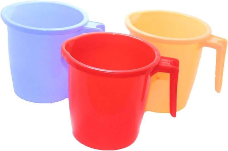 Plain Polished Plastic Bath Mugs, Shape : Round