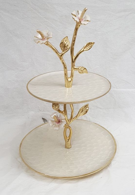 Polished Glass 2 Tier Cake Stand, for Restaurant, Hotel