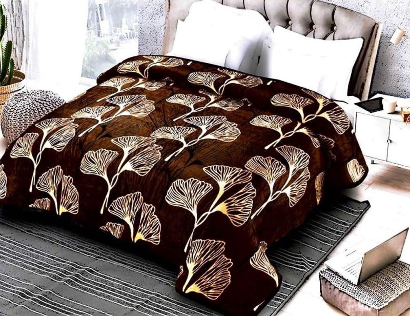 Dove Brown Woolen Printed Double Bedsheet, Size : 230x250 Cm