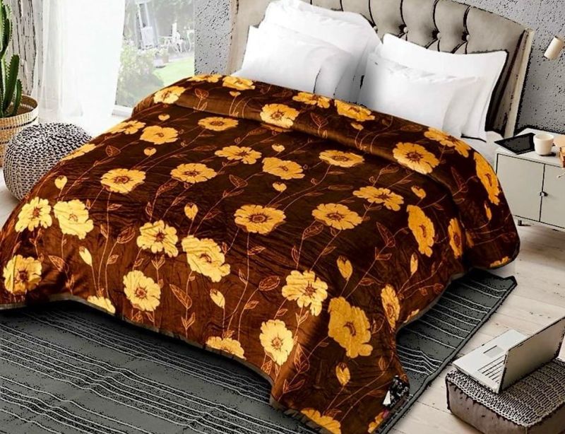 Dove Woolen Flower Printed Double Bedsheet, Size : 230x250 Cm