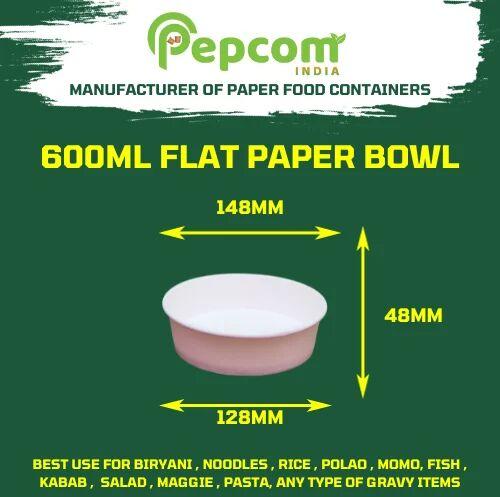 600ml Disposable Flat Paper Container with Lid