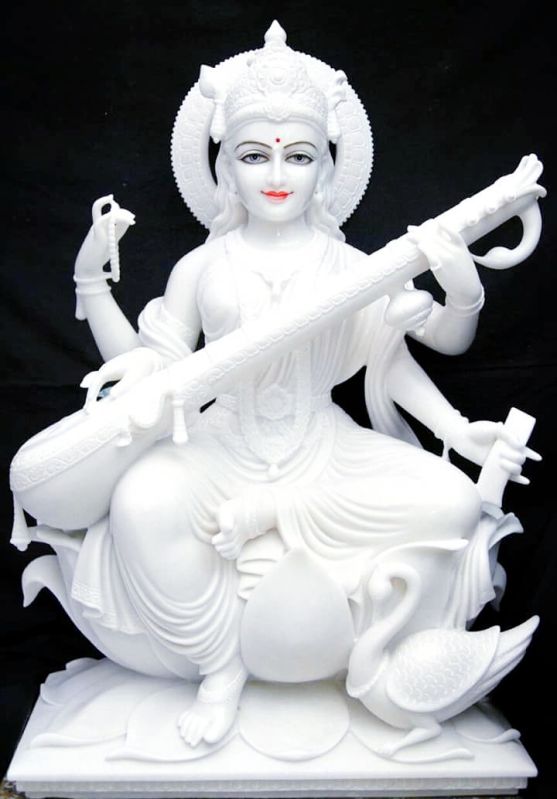 Marble saraswati statue, for Worship, Temple, Color : White