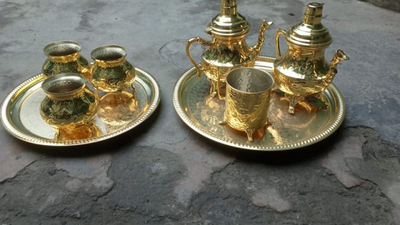 Polished Brass Cattle tea set, Style : Anitque