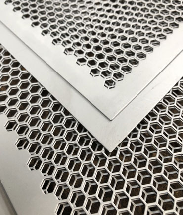 Silver Coated Mild Steel Hexagonal Perforated sheet, for Stairs, Shape : Square