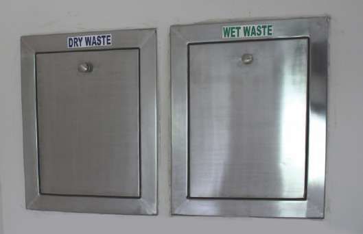 Silver Polished Stainless Steel twin garbage chute systems, for Industries Use, Size : 0-450 Mm