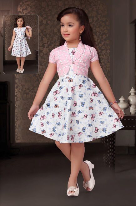 Girls Check Printed Jacket Frock, Size : 22x32 Sizes