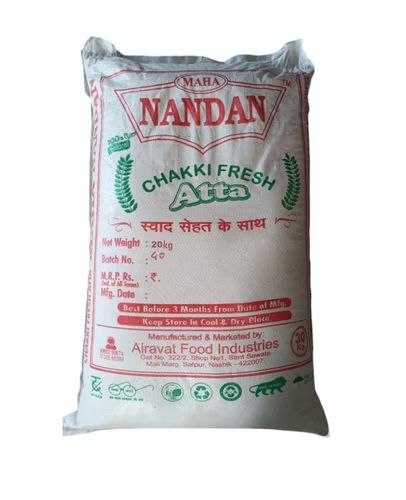 Maha Nandan 20Kg Chakki Fresh Atta, for Cooking, Packaging Type : Plastic Bag