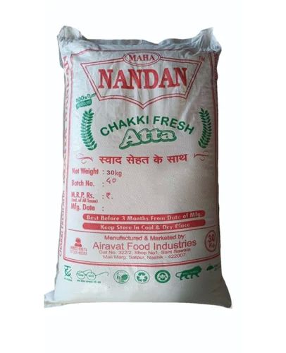 Maha Nandan 30Kg Chakki Fresh Atta, for Cooking, Packaging Type : Plastic Bag