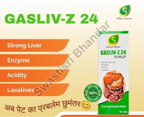 Swasti Gasliv-Z 24 Gas Syrup, for Liver Issue, Health Supplement, Liver Disorder, Enzyme, Appetite, Skin Problem